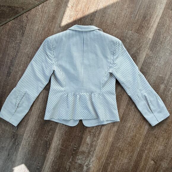 Etcetera Gold Label Blue Striped 2 Piece Skirt and Jacket Blazer Suit Set - Picture 6 of 11